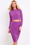 Sallie Long Sleeve Crop Top & Skirt Co Ord - bejealous-com