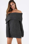 Off Shoulder Scallop Knit Jumper Dress - bejealous-com