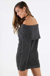 Sallie Off Shoulder Oversized Knitted Jumper Dress - bejealous-com