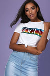 Sallie Vogue Print Tie Front Cropped Tshirt - bejealous-com