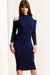 Sally Cold Shoulder Midi Bodycon Dress - bejealous-com