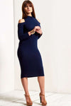 Sally Cold Shoulder Midi Bodycon Dress - bejealous-com