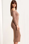 Sally Cold Shoulder Midi Bodycon Dress - bejealous-com