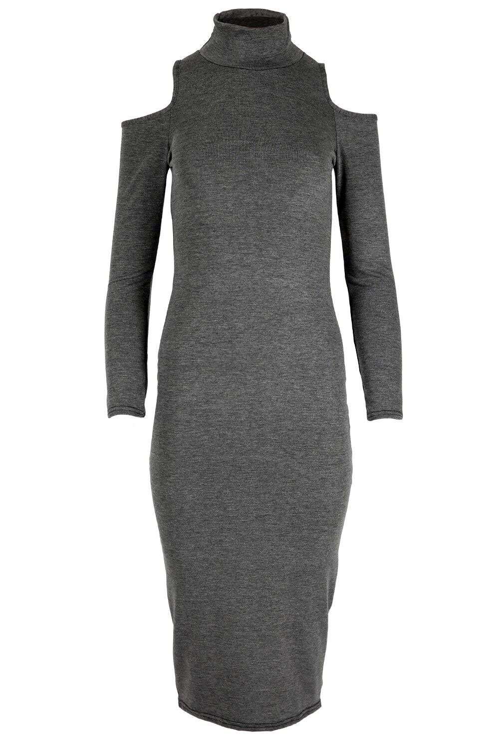 Sally Cold Shoulder Midi Bodycon Dress - bejealous-com