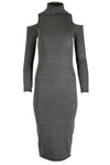Sally Cold Shoulder Midi Bodycon Dress - bejealous-com