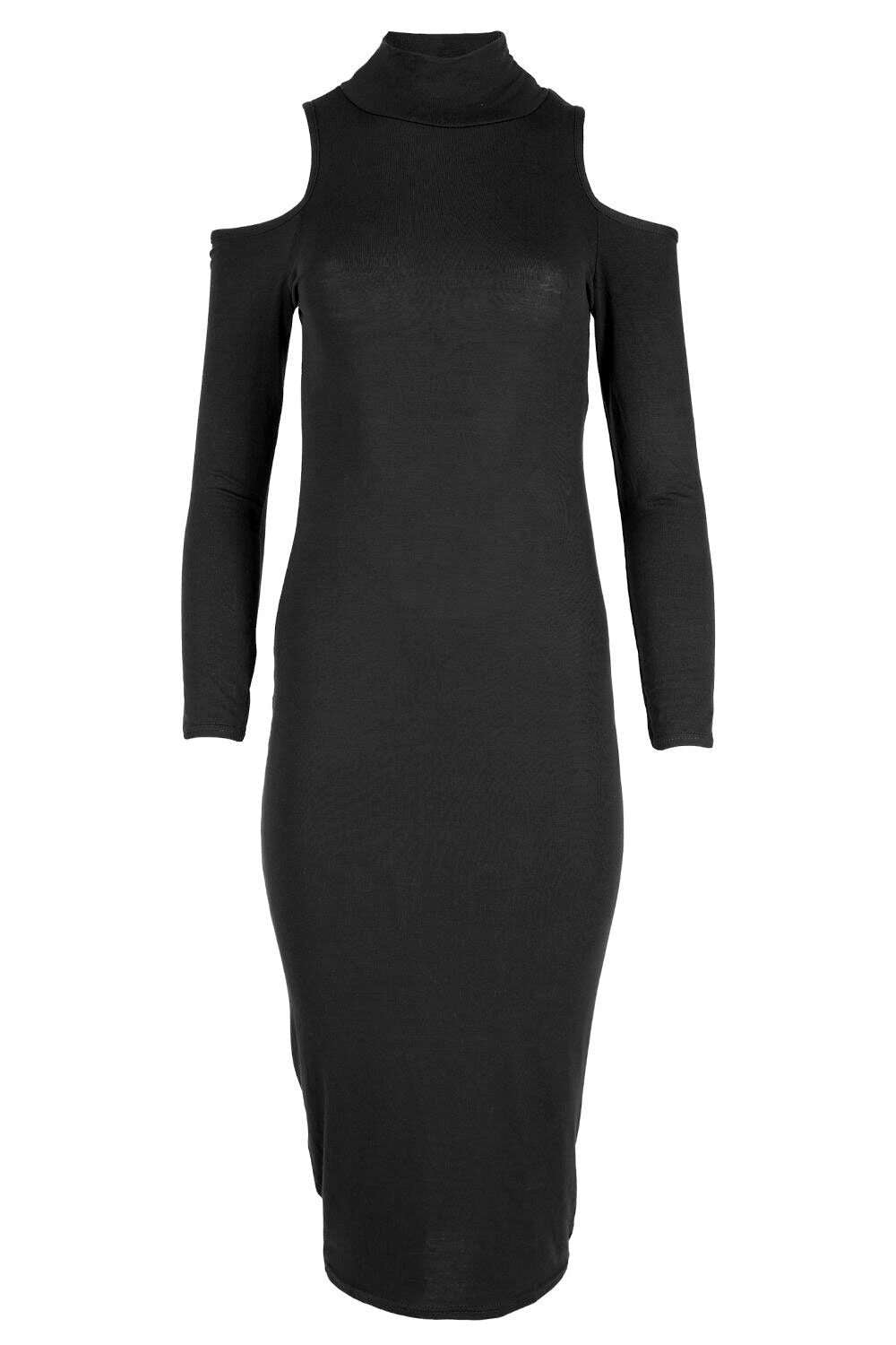 Sally Cold Shoulder Midi Bodycon Dress - bejealous-com