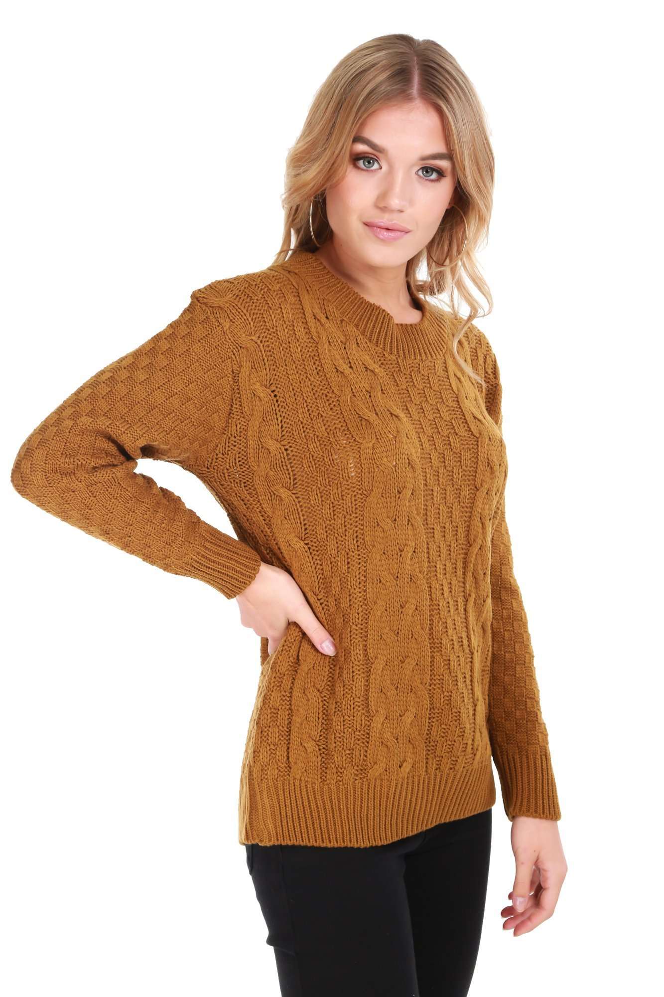 Sally Long Sleeve Cable Knit Oversized Jumper - bejealous-com