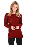 Long Sleeve Burgundy Cable Knit Jumper - bejealous-com