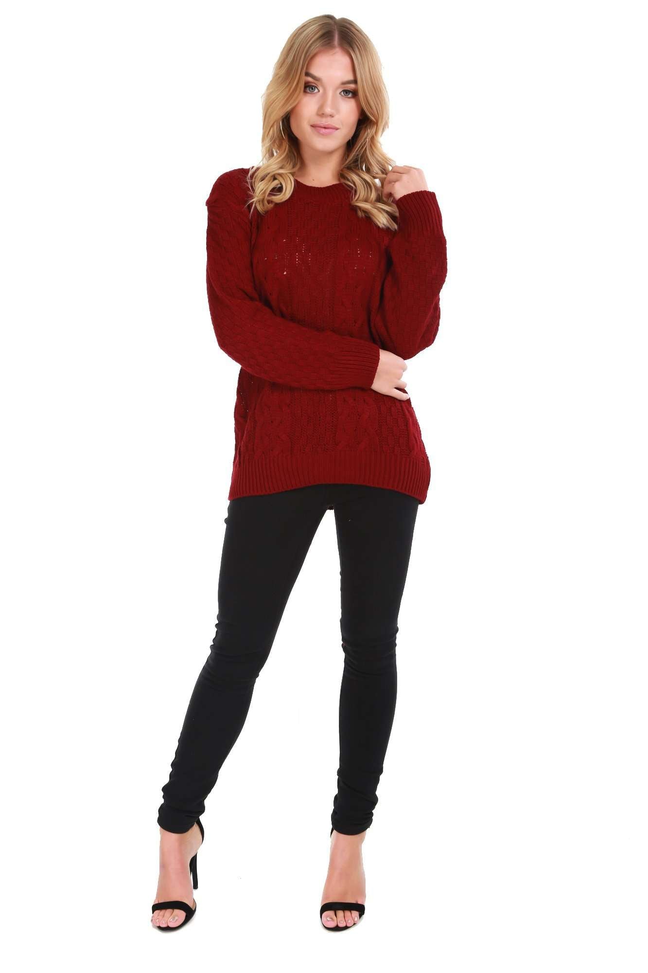 Sally Long Sleeve Cable Knit Oversized Jumper - bejealous-com
