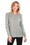 Long Sleeve Grey Cable Knit Jumper - bejealous-com