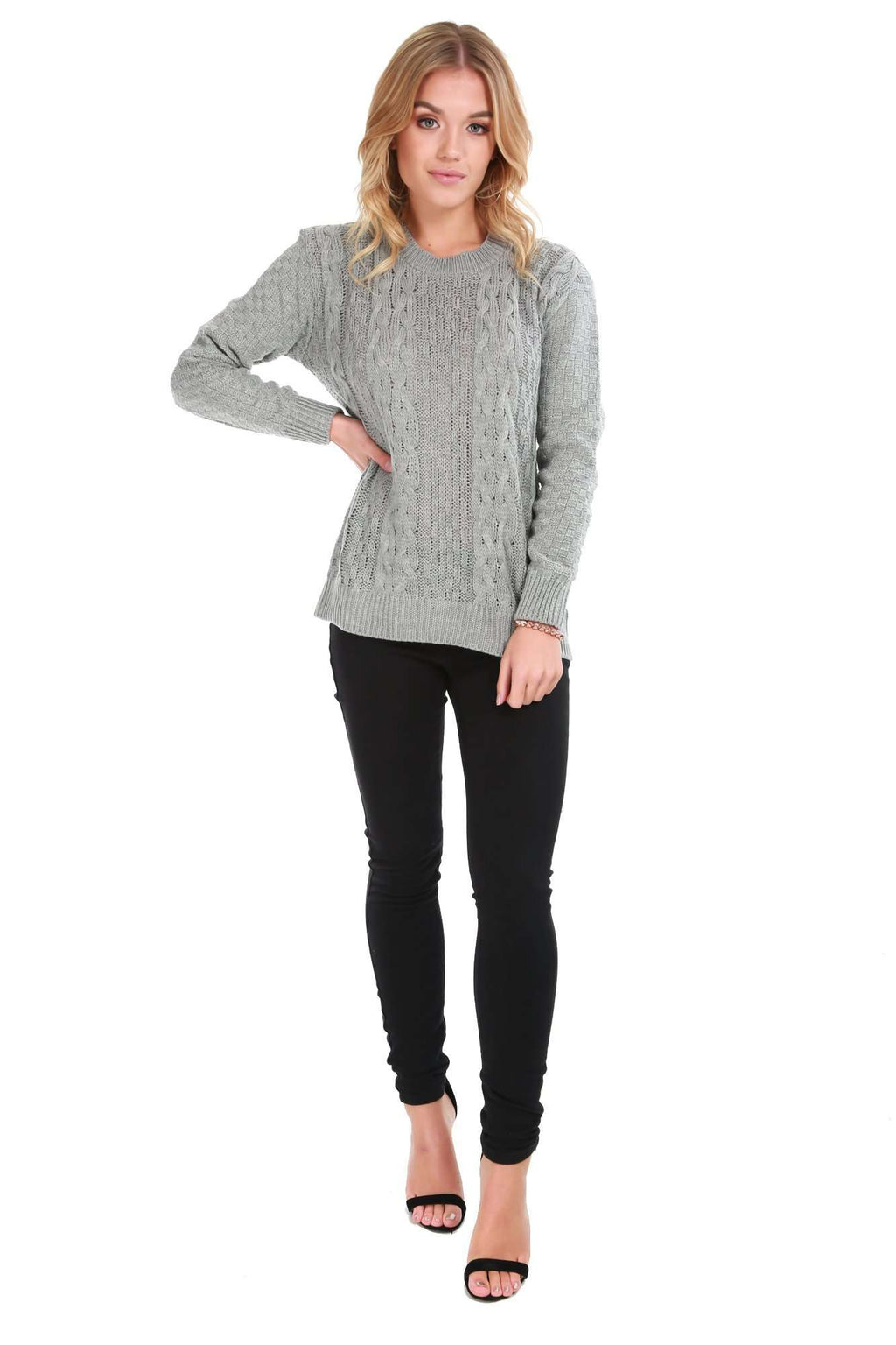 Sally Long Sleeve Cable Knit Oversized Jumper - bejealous-com