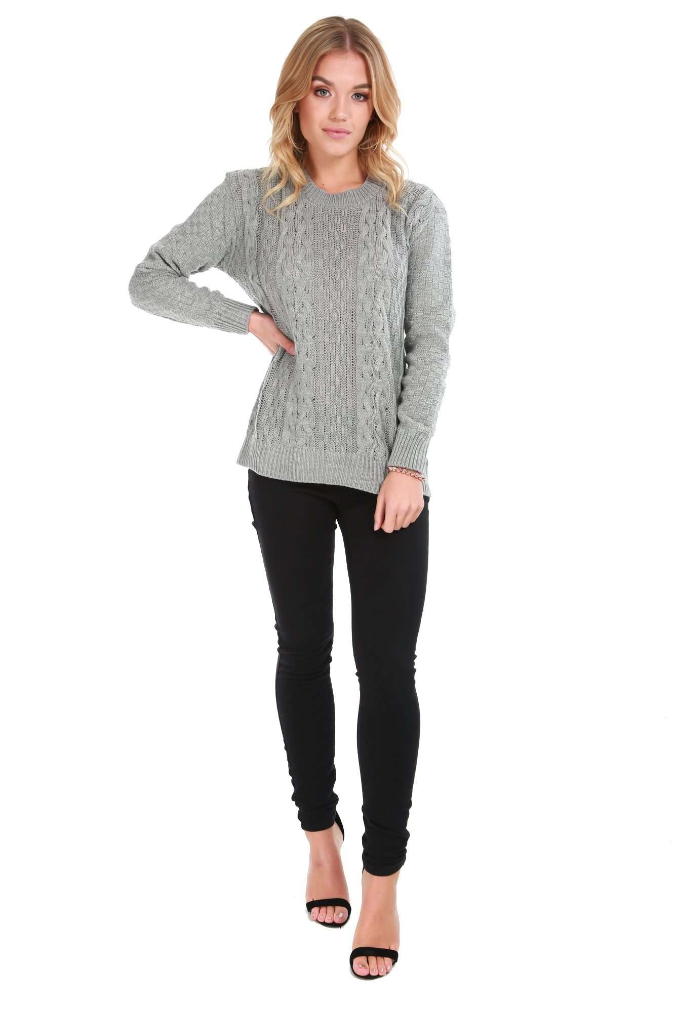 Sally Long Sleeve Cable Knit Oversized Jumper - bejealous-com