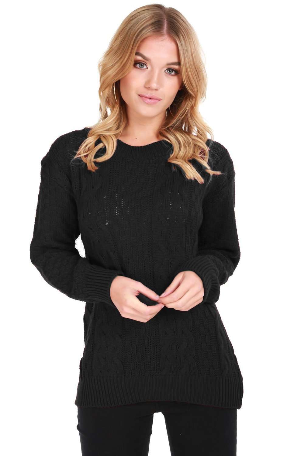 Sally Long Sleeve Cable Knit Oversized Jumper - bejealous-com