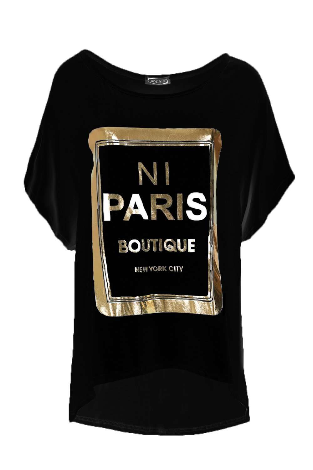 Sammi Gold Foil Paris Slogan Baggy Top - bejealous-com