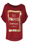 Sammi Gold Foil Paris Slogan Baggy Top - bejealous-com