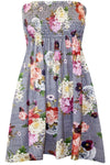 Sammi Sheering Strapless Gingham Floral Dress - bejealous-com