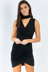 Sammiah Choker Neck Mini Wrap Dress - bejealous-com