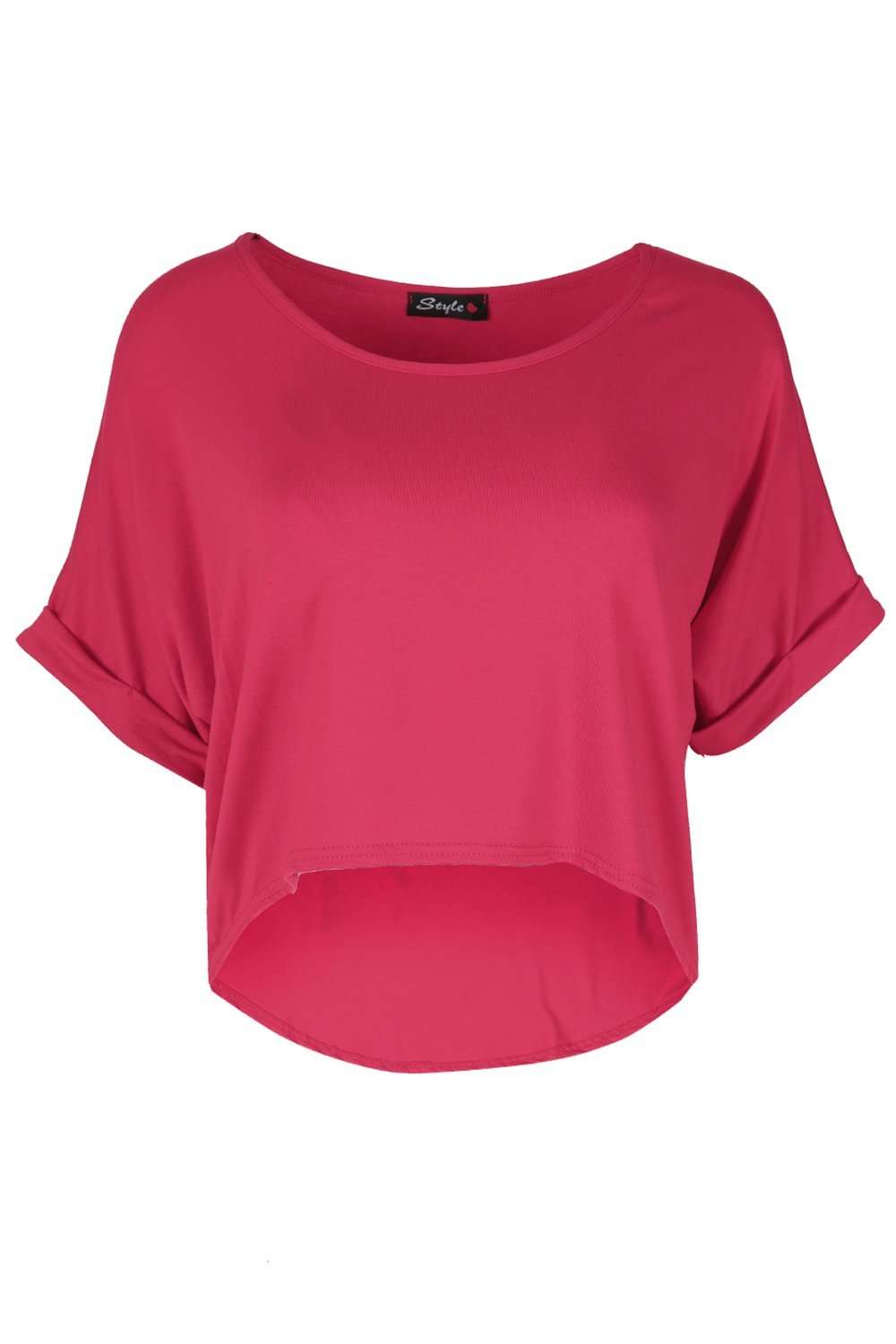 Sammie Roll Sleeve Basic Cropped Jersey Tshirt - bejealous-com