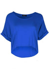 Sammie Roll Sleeve Basic Cropped Jersey Tshirt - bejealous-com