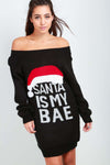Santa Is My Bae Slogan Knitted Jumper Dress - bejealous-com