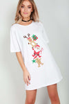 Santas Helper Christmas Print Baggy Tshirt Dress - bejealous-com
