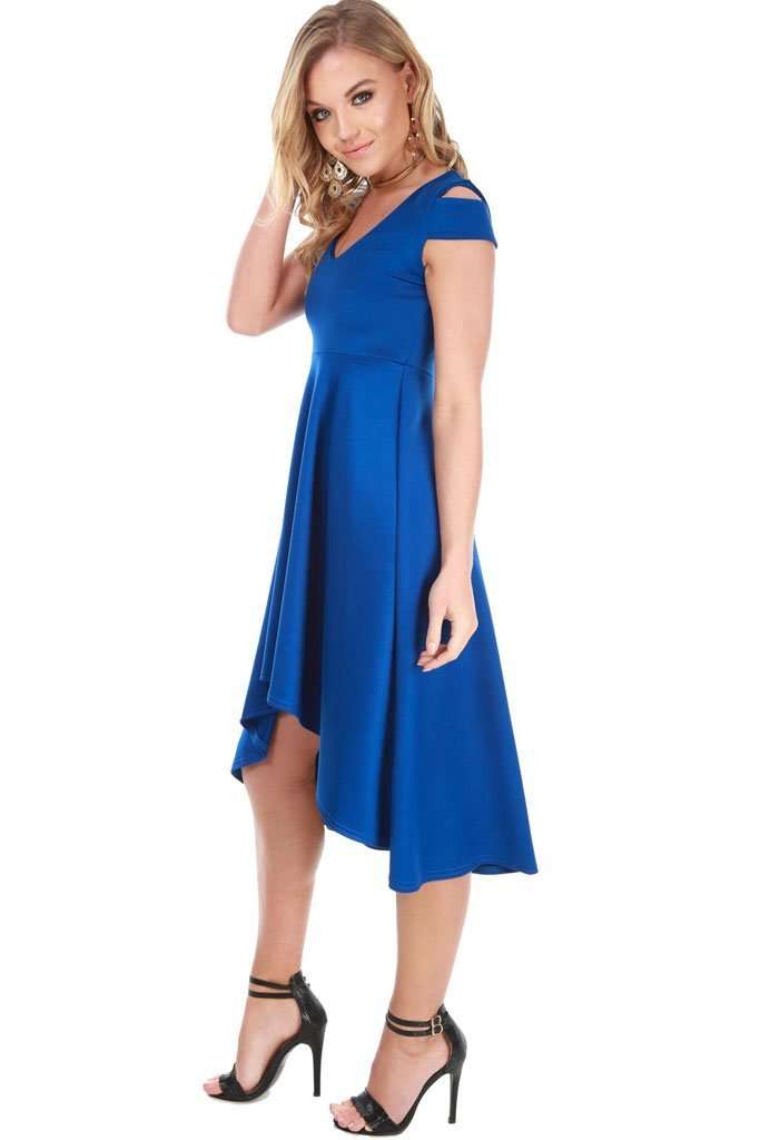 Sara Cold Shoulder Midi Skater Dress - bejealous-com