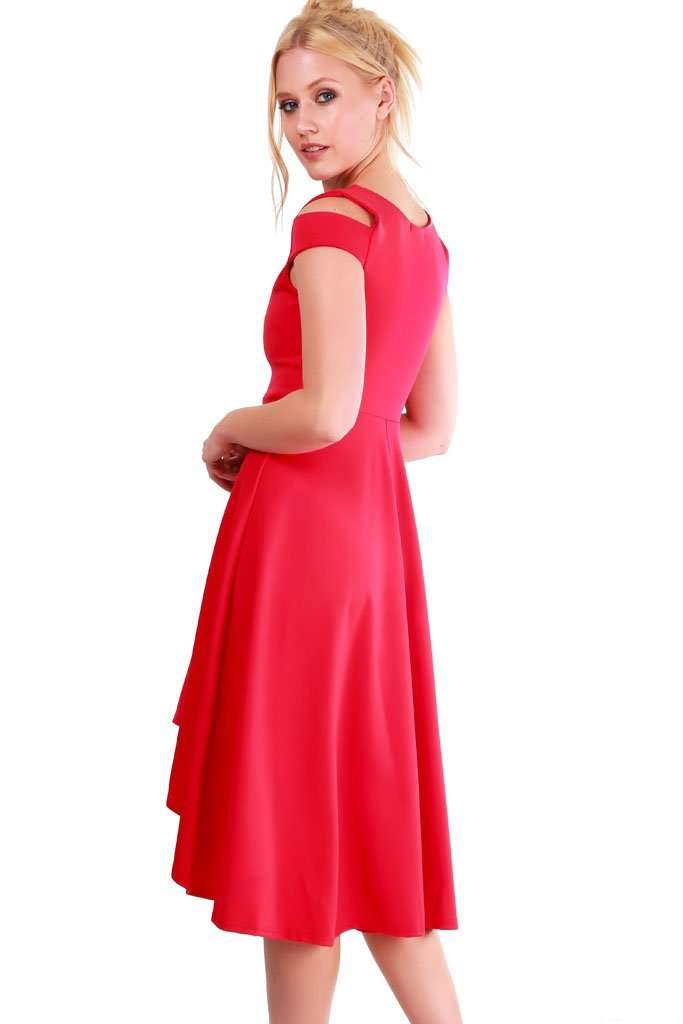 Sara Cold Shoulder Midi Skater Dress - bejealous-com