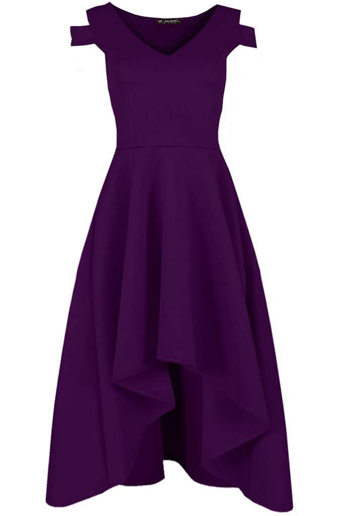 Sara Cold Shoulder Midi Skater Dress - bejealous-com