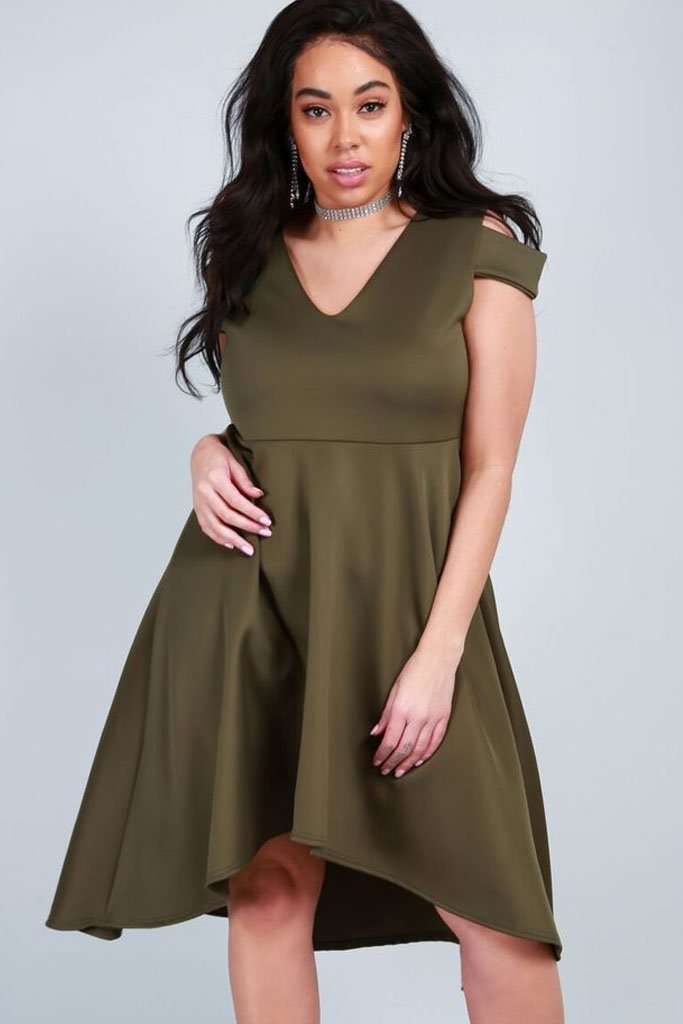 Sara Cold Shoulder Midi Swing Dress - bejealous-com
