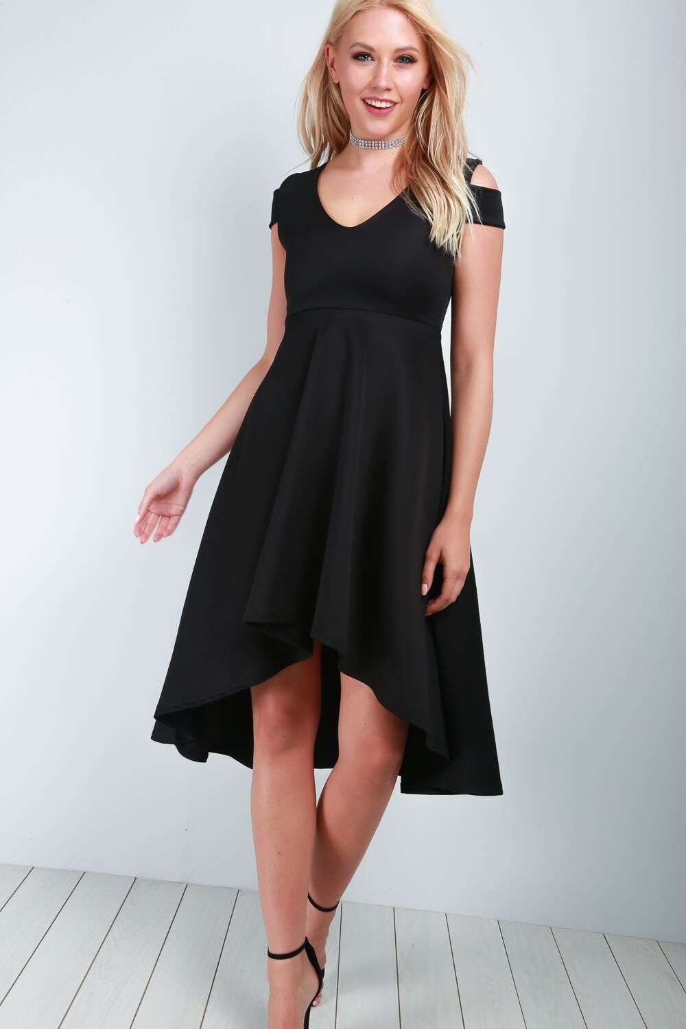 Sara Cold Shoulder Midi Swing Dress - bejealous-com