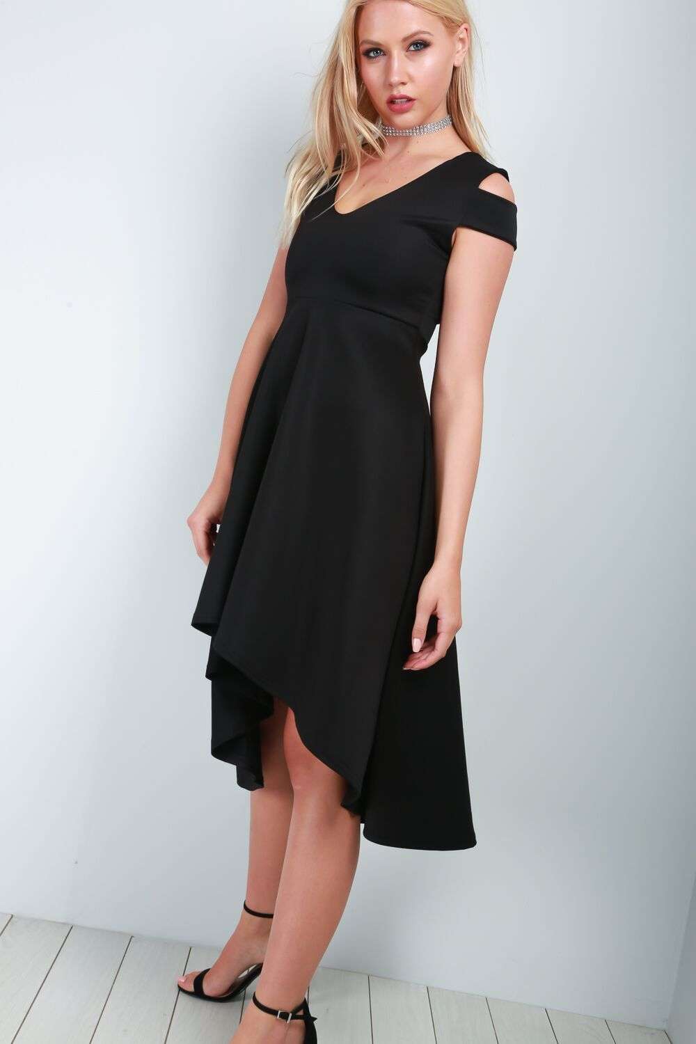 Sara Cold Shoulder Midi Swing Dress - bejealous-com