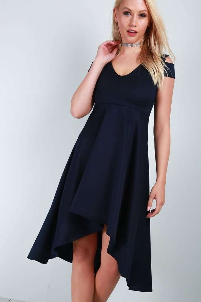 Sara Cold Shoulder Midi Swing Dress - bejealous-com