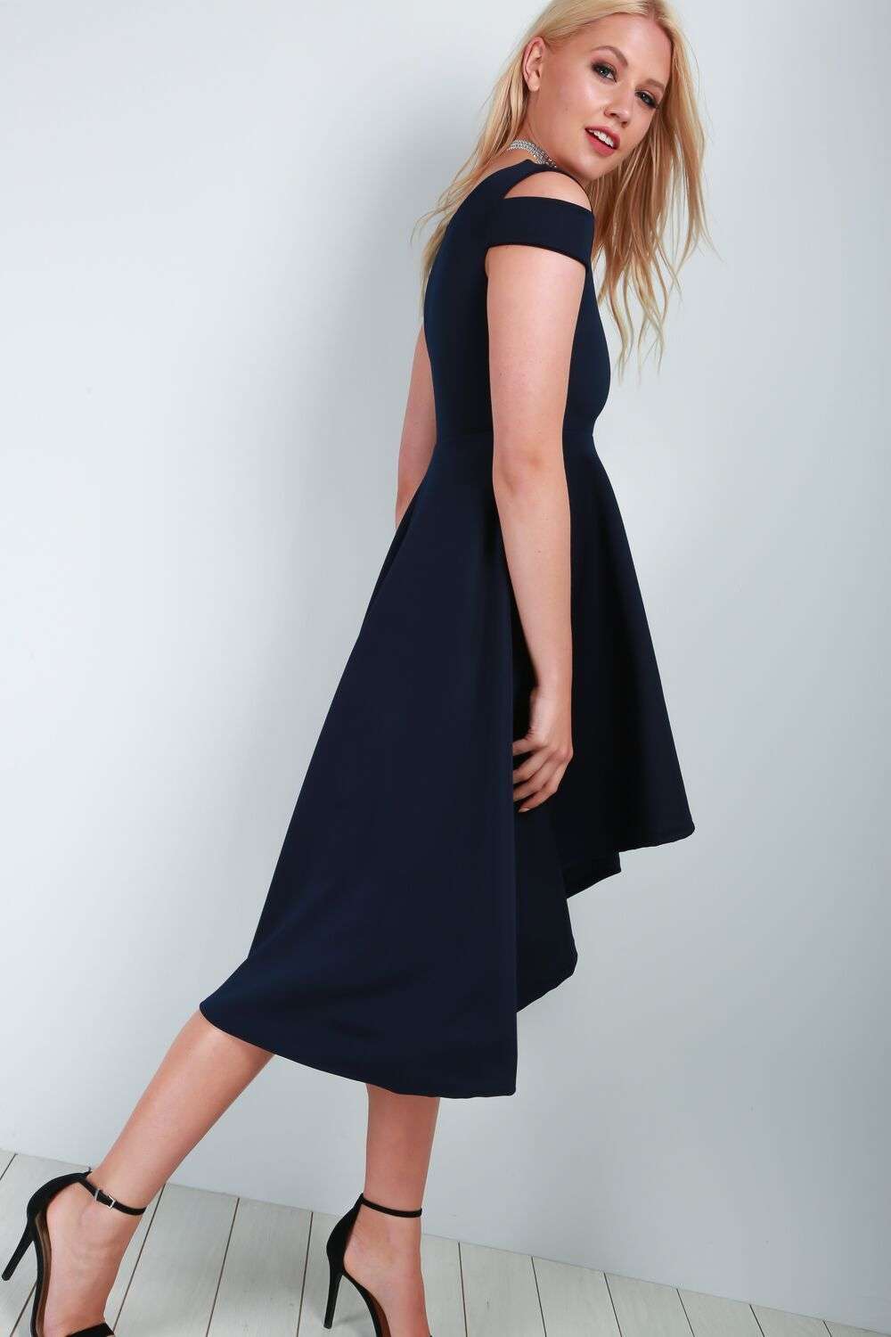 Sara Cold Shoulder Midi Swing Dress - bejealous-com