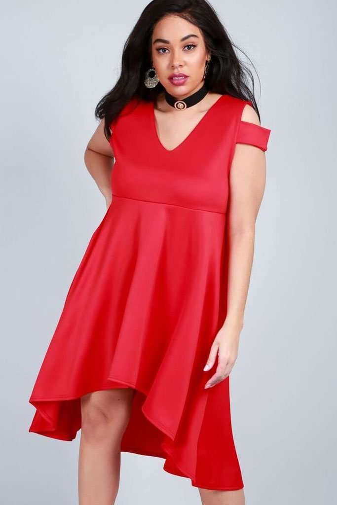 Sara Cold Shoulder Midi Swing Dress - bejealous-com