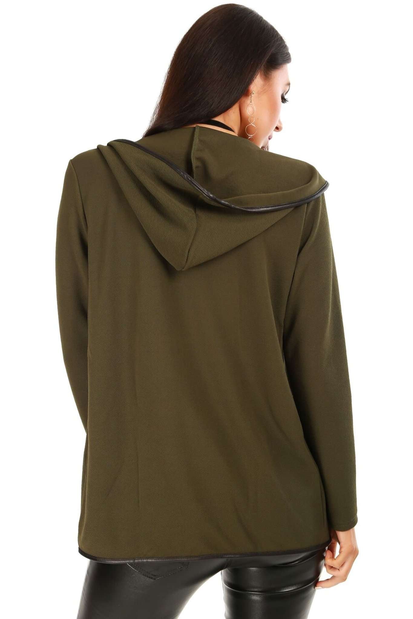 Sasha Contrast Piped Hooded Cardigan Jacket - bejealous-com