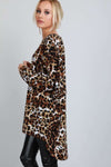 Sassie Leopard Print Long Sleeve Bat Wing Top - bejealous-com