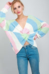 Sharan Twist Front Oversized Striped Knitted Jumper - bejealous-com