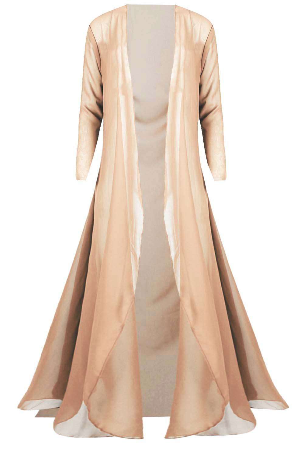 Shina Long Sleeve Sheer Waterfall Maxi Cardigan - bejealous-com