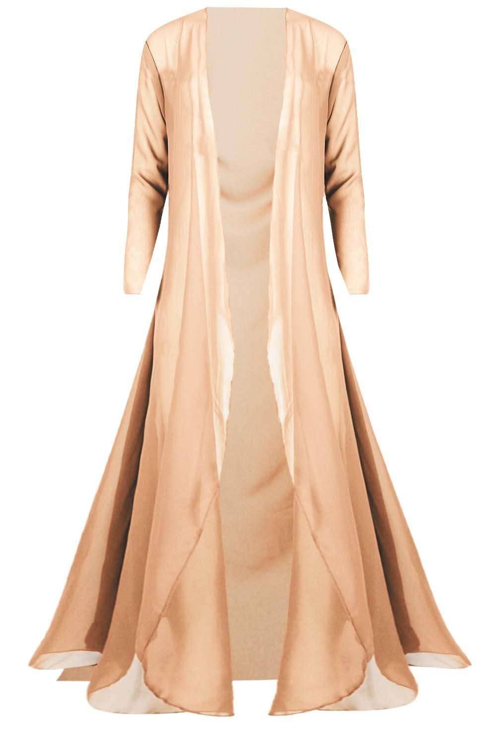 Shina Long Sleeve Sheer Waterfall Maxi Cardigan - bejealous-com