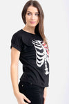 Skeleton Graphic Print Halloween Tshirt - bejealous-com