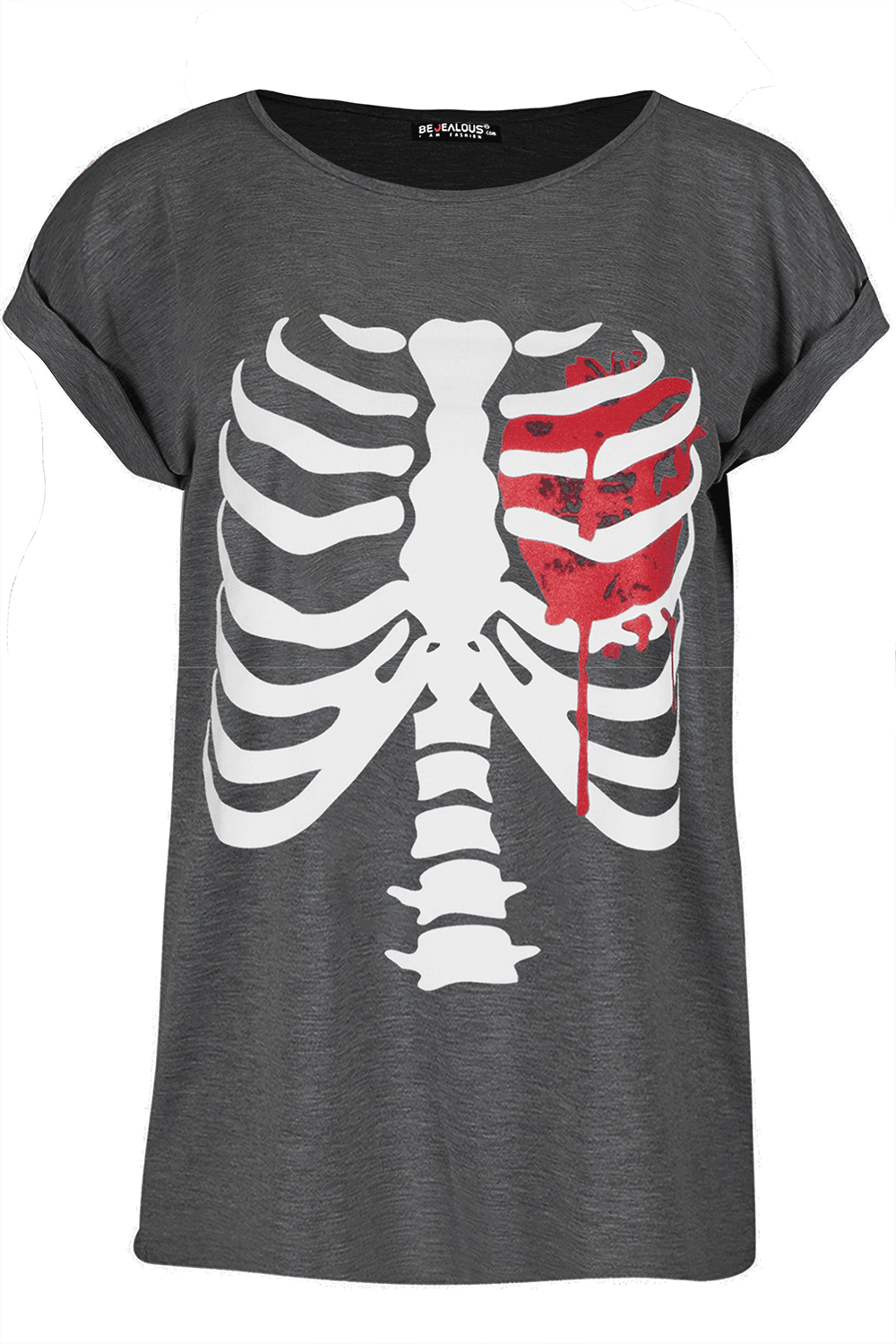 Skeleton Graphic Print Halloween Tshirt - bejealous-com