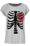 Skeleton Graphic Print Halloween Tshirt - bejealous-com
