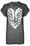 Skeleton Heart Print Baggy Tshirt - bejealous-com