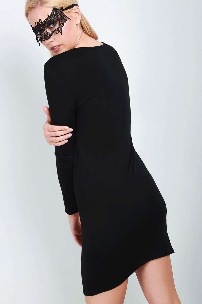Skeleton Print Halloween Bodycon Dress - bejealous-com