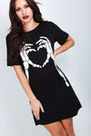 Skeleton Print Oversized Tshirt Dress - bejealous-com