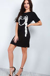Skeleton Print Oversized Tshirt Dress - bejealous-com
