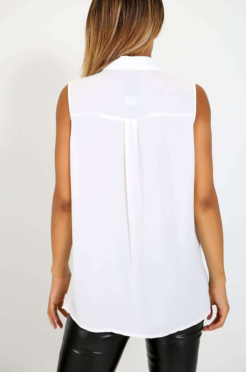 Sleeveless Chiffon Silver Button Baggy Shirt - bejealous-com