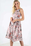 Sleeveless Floral Print Midi Skater Dress - bejealous-com