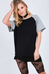 Sofia Contrast Sleeve Oversized T-Shirt Dress - bejealous-com