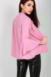 Sophia Flare Sleeve Choker Neck Open Front Jacket - bejealous-com